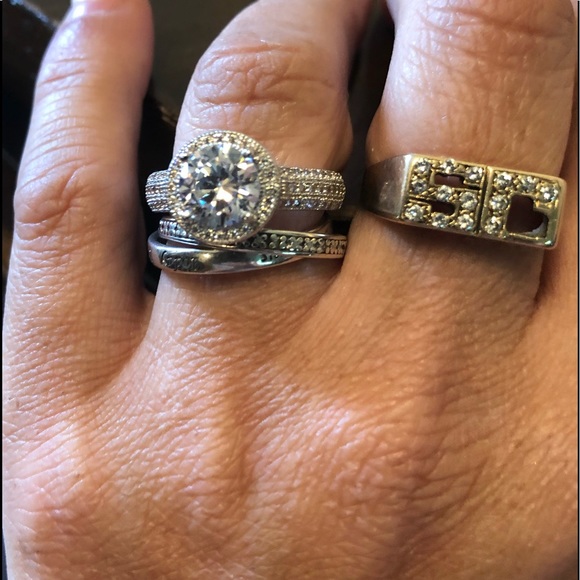 LAST 1* Gorg* Platinum Plated CZ AAA Sterling Halo - Picture 3 of 6